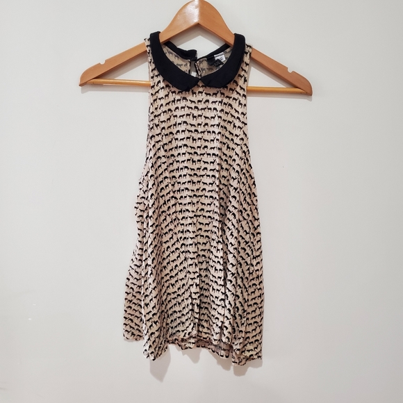 H&M divided Peter pan collar animal print blouse size 4 small